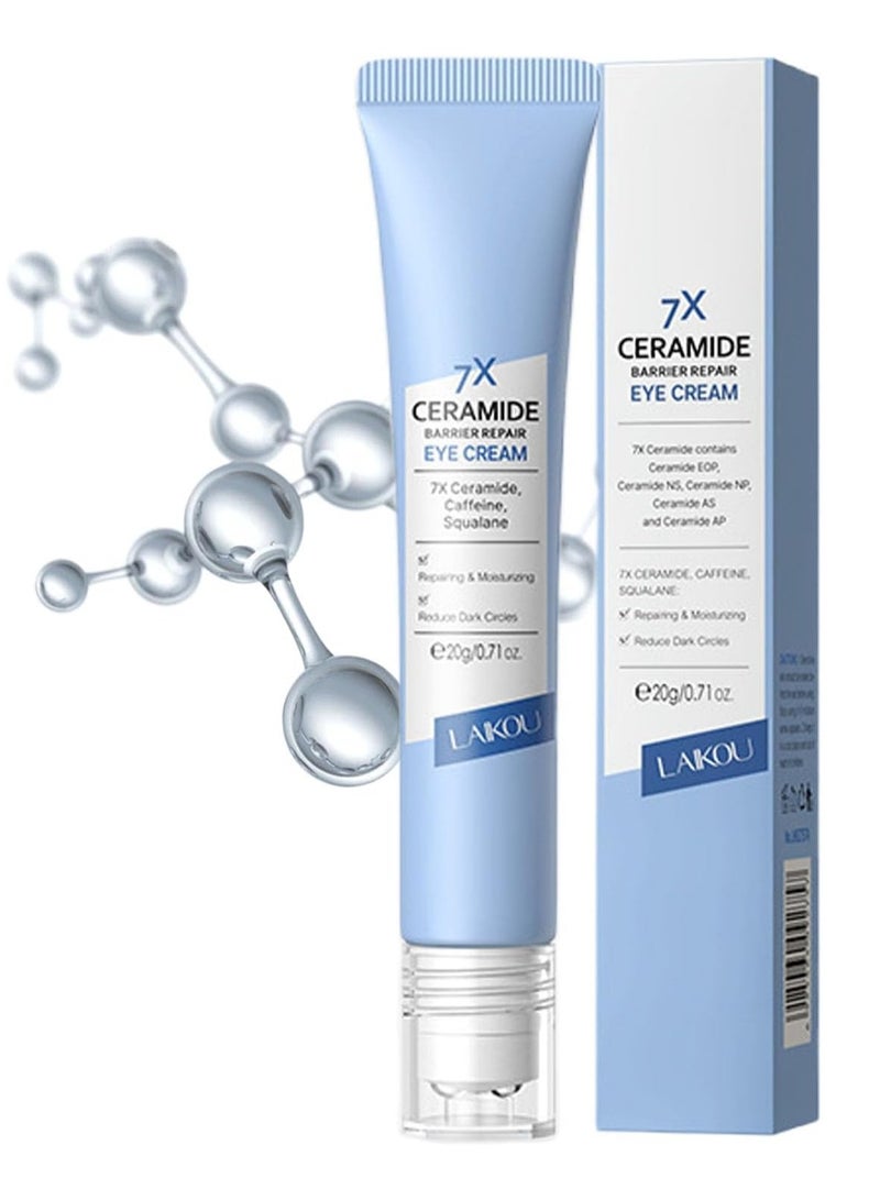 لايكو كريم سيراميد تحت العين ، كريم مرطب مضاد للشيخوخة للعين للتجاعيد ، كريم تجاعيد العين مع رأس تدليك ، كريم العين للدوائر السوداء للنساء والرجال ، مرطب للعين لجميع أنواع البشرة 20 جرام - Image 1