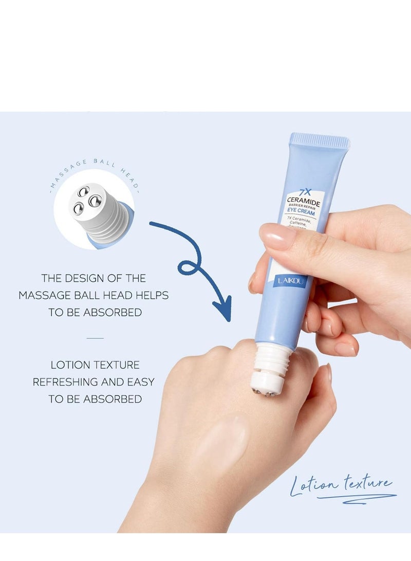 لايكو كريم سيراميد تحت العين ، كريم مرطب مضاد للشيخوخة للعين للتجاعيد ، كريم تجاعيد العين مع رأس تدليك ، كريم العين للدوائر السوداء للنساء والرجال ، مرطب للعين لجميع أنواع البشرة 20 جرام - Image 2