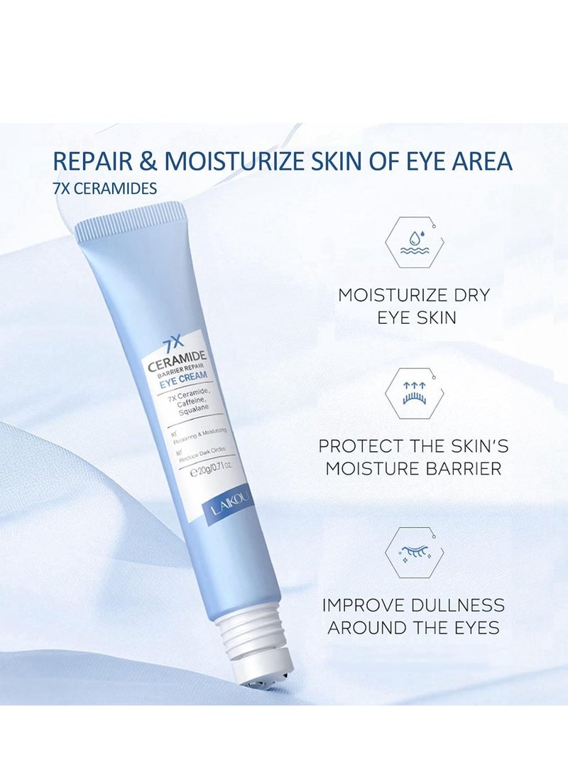 لايكو كريم سيراميد تحت العين ، كريم مرطب مضاد للشيخوخة للعين للتجاعيد ، كريم تجاعيد العين مع رأس تدليك ، كريم العين للدوائر السوداء للنساء والرجال ، مرطب للعين لجميع أنواع البشرة 20 جرام - Image 3