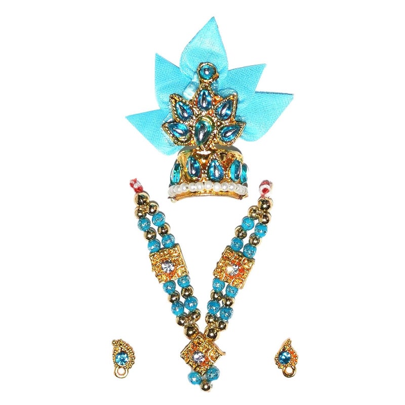 REAL SEED Krishna Mukut Ladu Gopal Ji Bal Krishna Shri Ram Sita Mukut Size 4x36 CMS Assorted Colour - Image 1