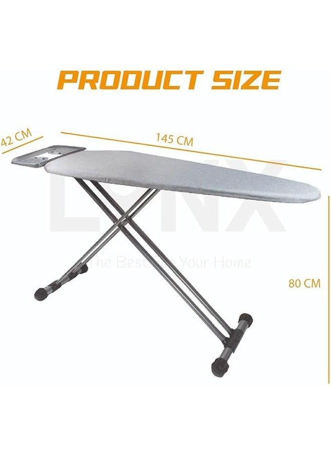 lynx - LYNX Ironing Board with Retractable Iron Rest,Heat-resistant Cover with Thick Padding,Adjustable Height，4-Leg Foldable (42" x 145" CM) LY245 - Image 1