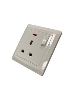 Electrical socket, 13 amp - modern design in white - Al-Raed Company - Saudi industry - one piece