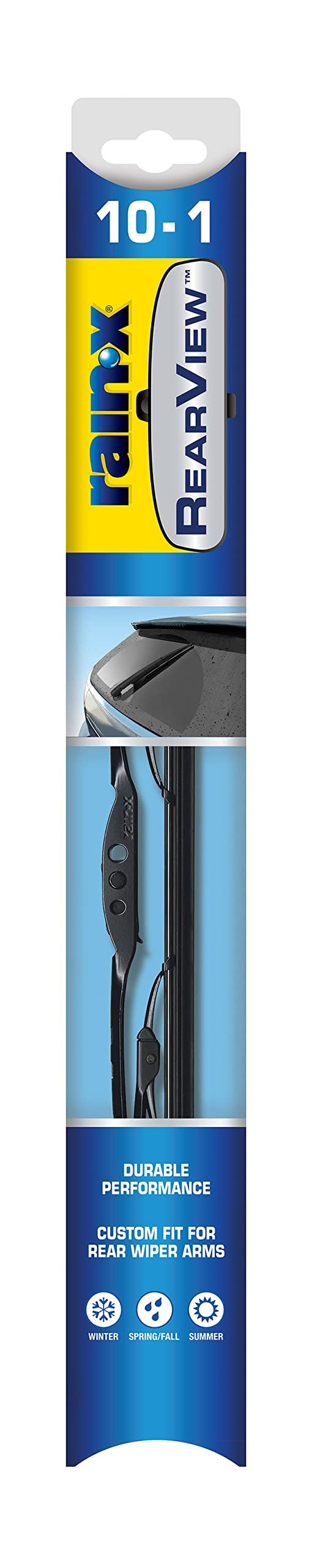 Rain-X راين-إكس 850019 مساحات الزجاج الخلفي 10-1، مساحات زجاج خلفي تقليدية بطول 10 بوصات، تناسب خطاف J (عبوة من 1)، مساحات زجاج سيارات بديلة تلبي أو تتجاوز معايير الجودة والتصميم الأصلية. - Image 1