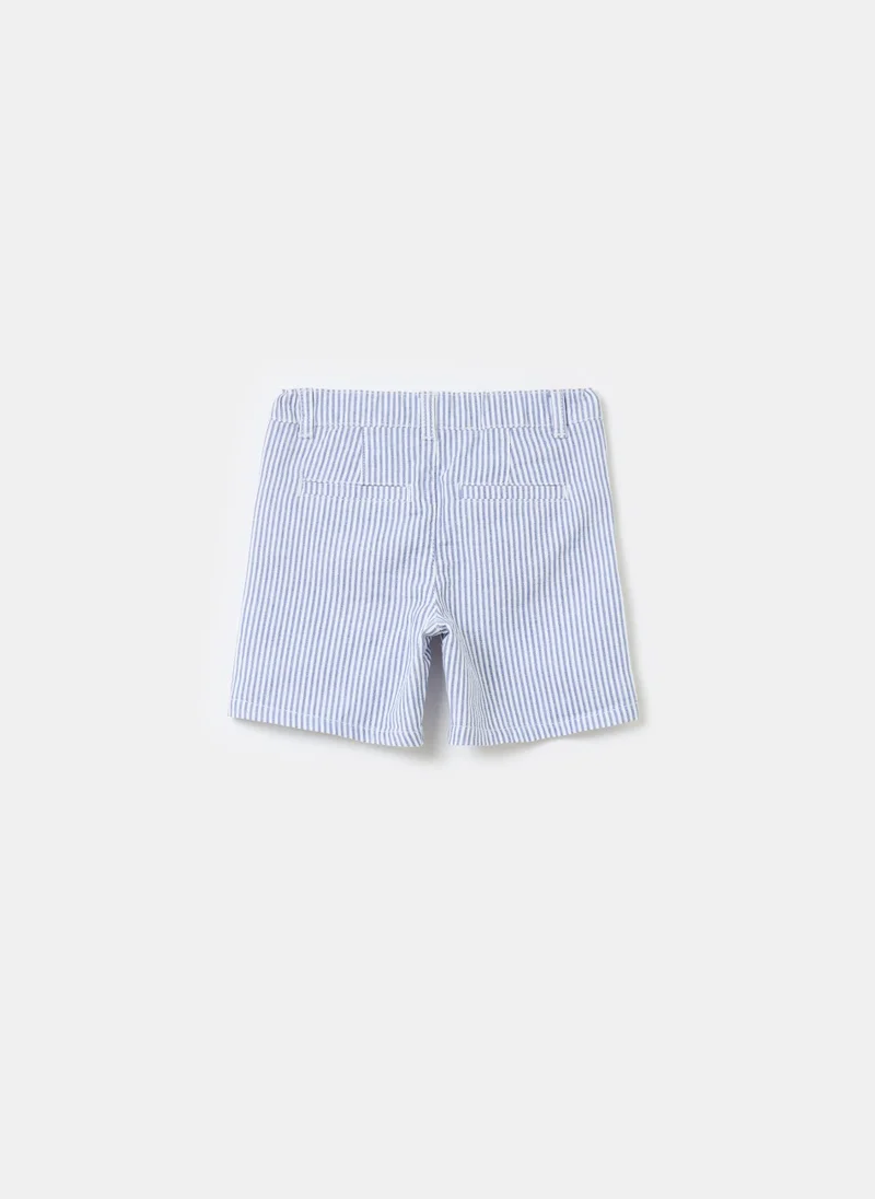 Ovs Striped Bermuda Shorts In Cotton
