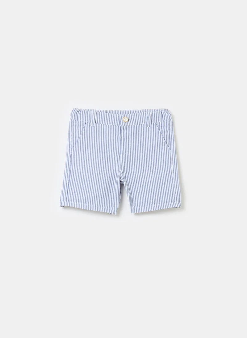 Ovs Striped Bermuda Shorts In Cotton