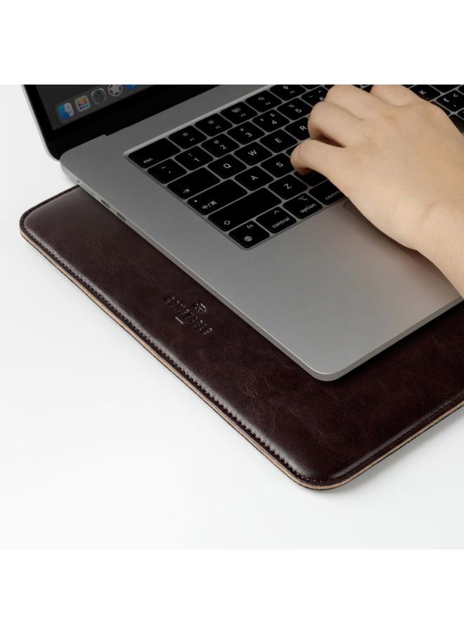Comfyable Laptop Sleeve 14 Inch Precisely Compatible with MacBook Pro M5 M4 M3 M2 Pro/Max 2026-2021, Faux Leather Cover Case, 14 in, Dark Brown - Image 5