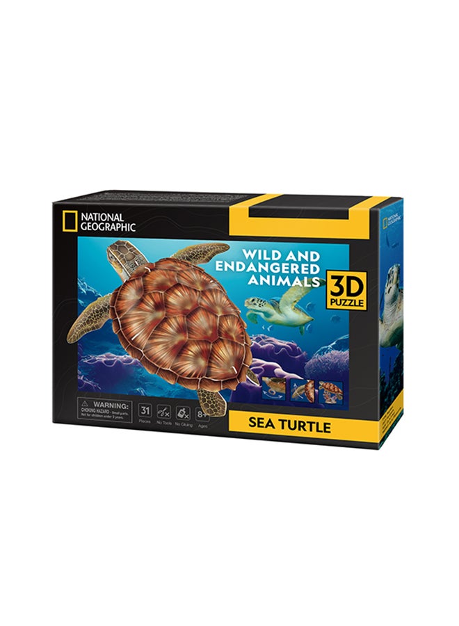 CubicFun National Geographic 3D Puzzle Sea Turtle 31 Pieces - Image 1