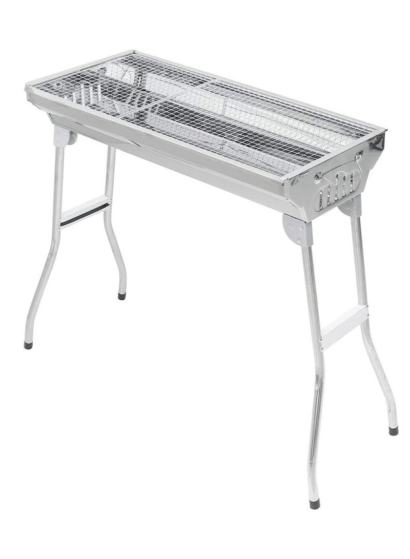 BBQ AKDC Portable Folding Stainless Steel Charcoal BBQ Grill Outdoor Barbecue Smoker Camping Backyard Cooking, 73x34x70cm - Image 2