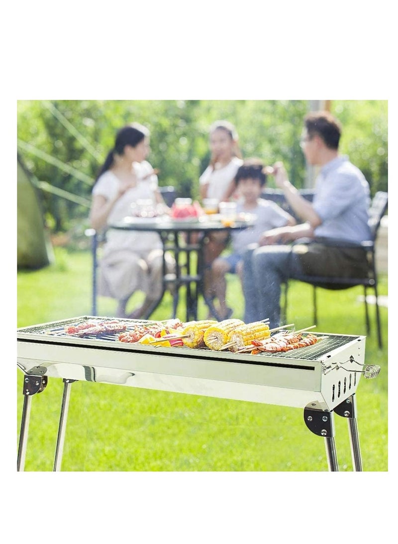 BBQ AKDC Portable Folding Stainless Steel Charcoal BBQ Grill Outdoor Barbecue Smoker Camping Backyard Cooking, 73x34x70cm - Image 3