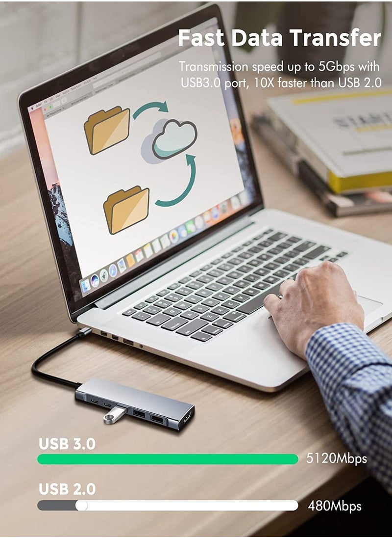 Generic USB C Hub, Type C Hub 9 in 1 Multiport Adapter with 87W Power Delivery,4K HDMI Output,3 USB3.0 and USB-C 5 Gbps Data Ports,SD/TF Card Reader,3.5mm Headphone Jack Compatible with MacBook Air, MacBook  - Image 5