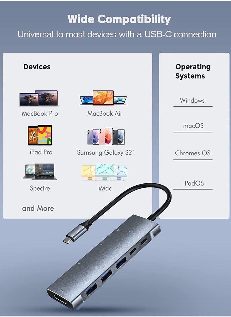 USB C Hub, Type C Hub 9 in 1 Multiport Adapter with 87W Power Delivery,4K HDMI Output,3 USB3.0 and USB-C 5 Gbps Data Ports,SD/TF Card Reader,3.5mm Headphone Jack Compatible with MacBook Air, MacBook