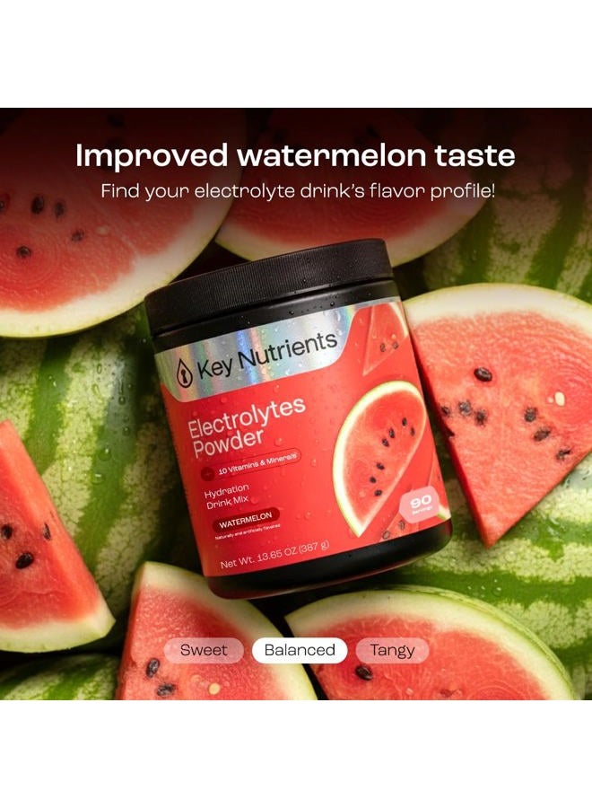 KEY NUTRIENTS Electrolytes Powder No Sugar - Refreshing Watermelon Electrolyte Drink Mix - Hydration Powder - No Calories, Gluten Free - Powder and Packets 90 Servings - Image 3