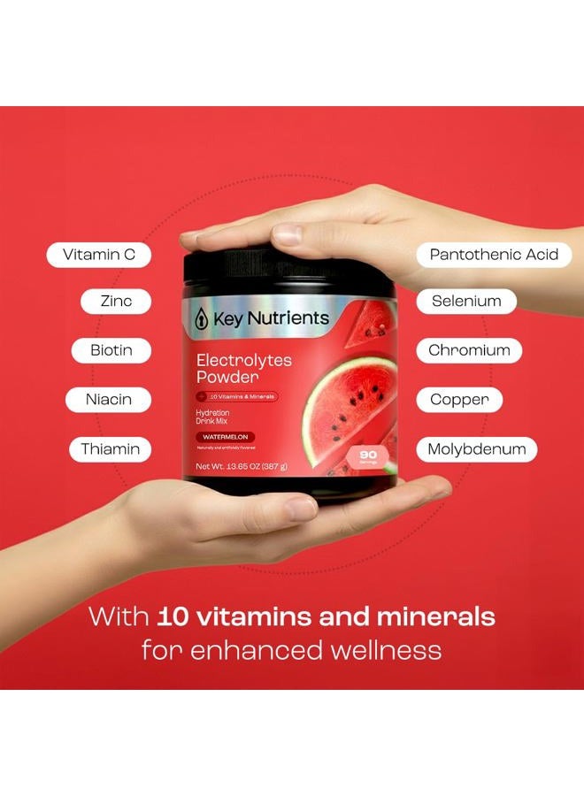 KEY NUTRIENTS Electrolytes Powder No Sugar - Refreshing Watermelon Electrolyte Drink Mix - Hydration Powder - No Calories, Gluten Free - Powder and Packets 90 Servings - Image 4