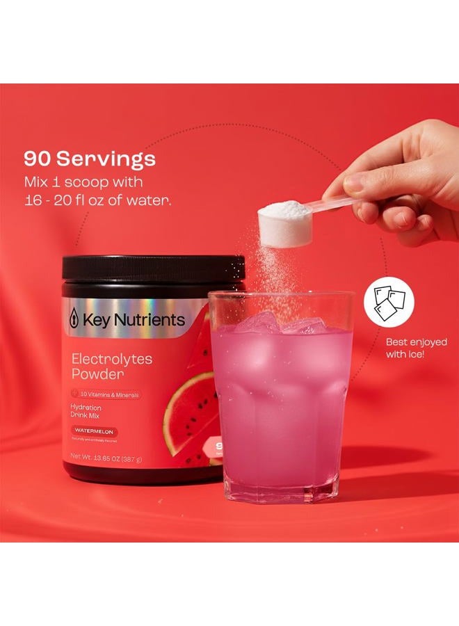 KEY NUTRIENTS Electrolytes Powder No Sugar - Refreshing Watermelon Electrolyte Drink Mix - Hydration Powder - No Calories, Gluten Free - Powder and Packets 90 Servings - Image 5
