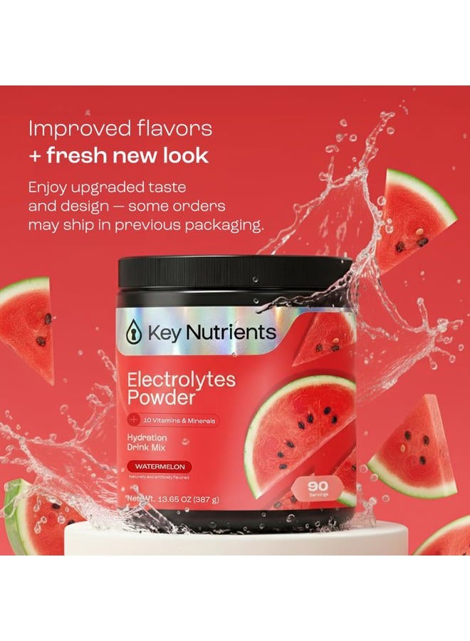 KEY NUTRIENTS Electrolytes Powder No Sugar - Refreshing Watermelon Electrolyte Drink Mix - Hydration Powder - No Calories, Gluten Free - Powder and Packets 90 Servings - Image 2