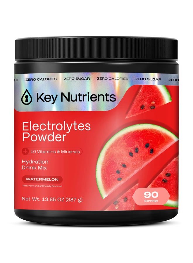 KEY NUTRIENTS Electrolytes Powder No Sugar - Refreshing Watermelon Electrolyte Drink Mix - Hydration Powder - No Calories, Gluten Free - Powder and Packets 90 Servings - Image 1