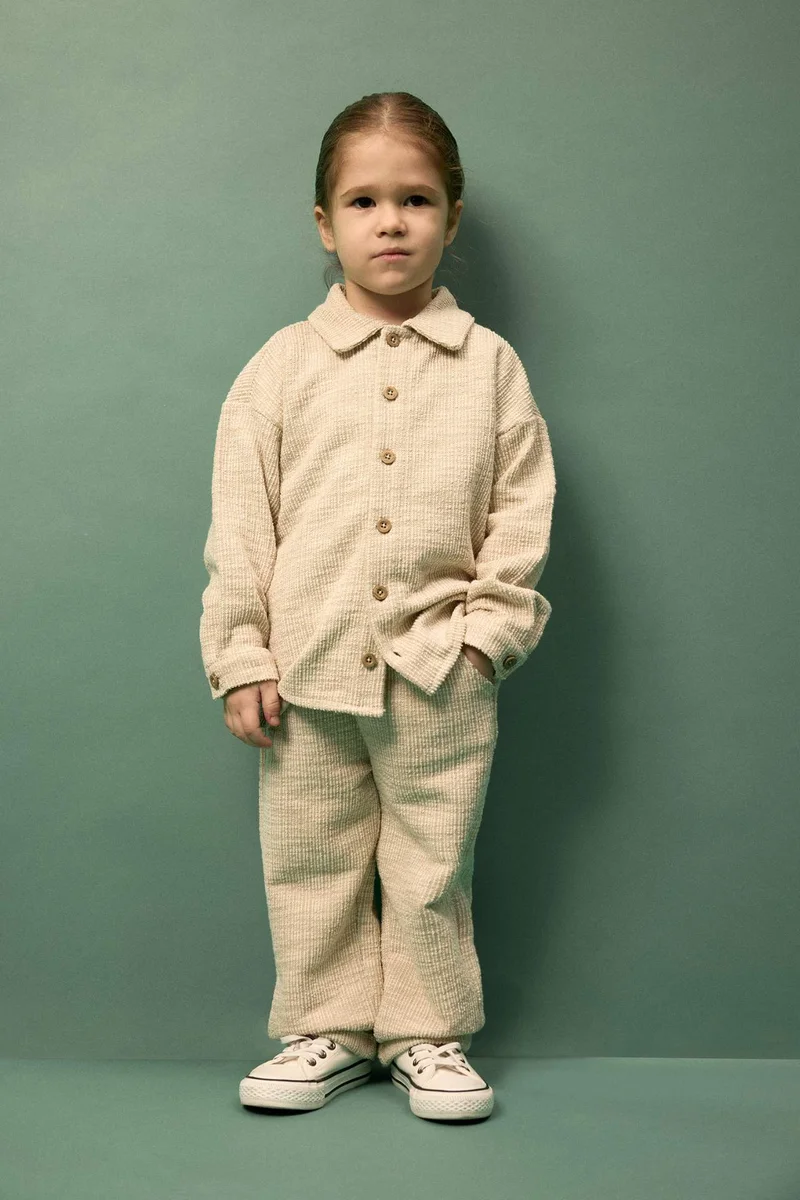 ديفاكتو Baby Boy Textured Fabric Shirt Trousers 2 Piece Set