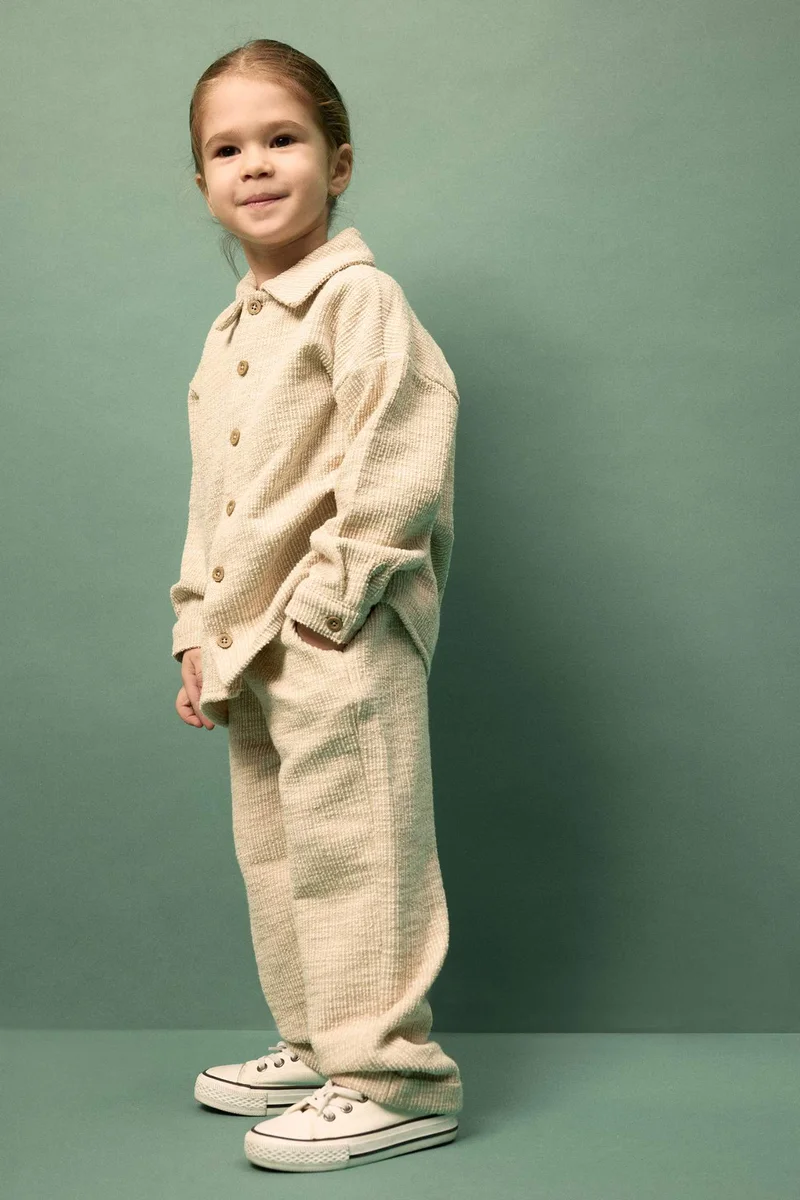 ديفاكتو Baby Boy Textured Fabric Shirt Trousers 2 Piece Set