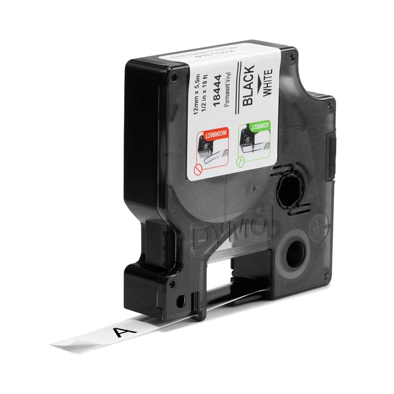 DYMO Rhino Industrial Vinyl Labels 1/2" Black Print on White Tape - Image 2