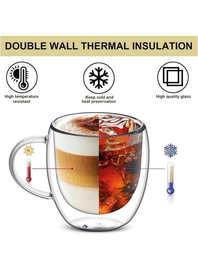 ECVV Double Walled Glass Coffee Mugs with Handle | 250ML/8.5OZ, Insulated Borosilicate Cups for Espresso, Cappuccino, Tea, Latte, Wine | 2-Piece Set - Image 3