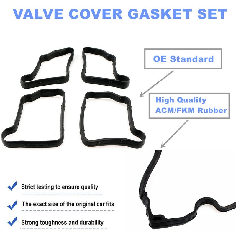 AUCERAMIC 1 Set Valve Cover Gasket Seal Compatible with 2010 2011 2012 2013 2014 2015 2016 Mercedes Benz C180 C200 C250 W204 E200 E250 W212 SLK200 SLK250 R172 1.8L Replace 2710161221 2710161321 - Image 3
