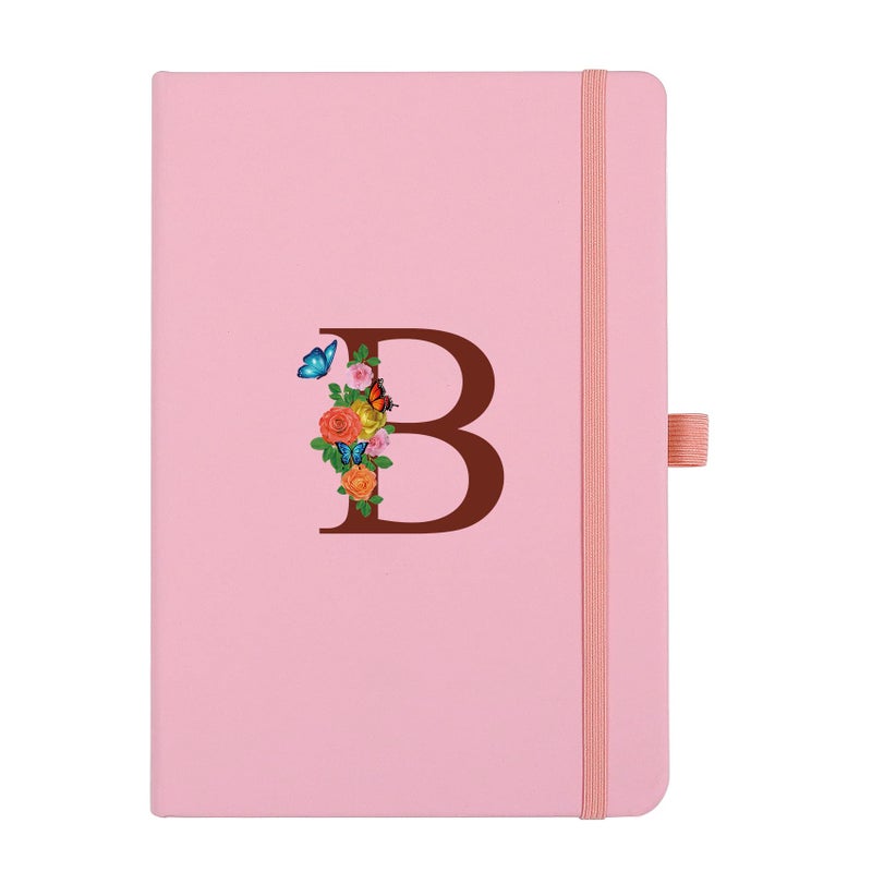 PUKZIC Pink Notebook for Women, 5.7"X8.3" A5 Journal Notebook with Letter B, Dual-Sided Writing Notebook with Dividers, Cute Leather Journal for Work, Business, School, Meetings, Travelers, Small Notebook - Image 1