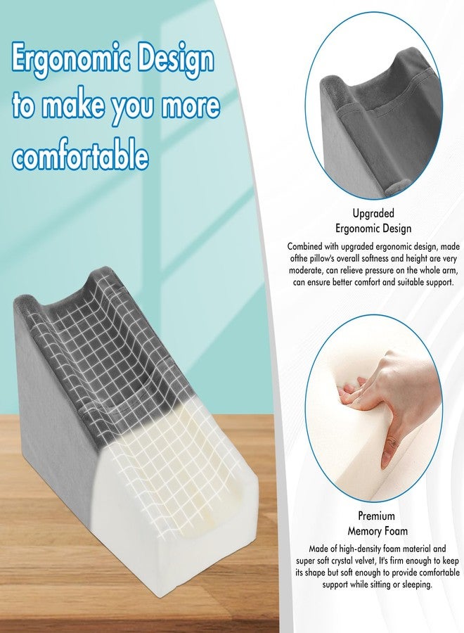 Hossmily Arm Elevation Pillow with 2 Pockets, Arm Wedge Elevation Pillow Excellent, Ergonomic Elbow Support Pillow for Sleeping Arm Pads Elbow Pillow with Removable Pillow Case-Gray - Image 2