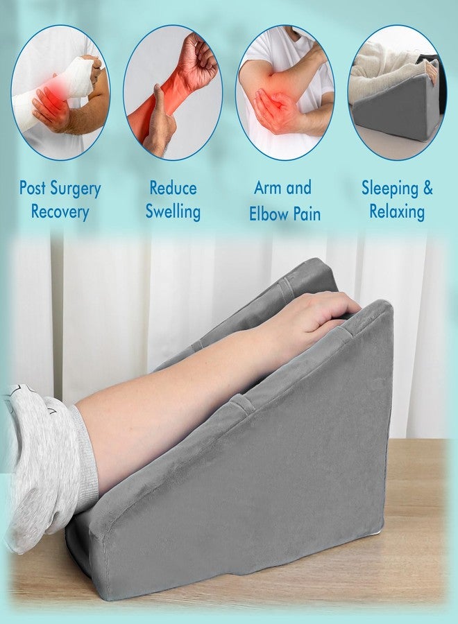 Hossmily Arm Elevation Pillow with 2 Pockets, Arm Wedge Elevation Pillow Excellent, Ergonomic Elbow Support Pillow for Sleeping Arm Pads Elbow Pillow with Removable Pillow Case-Gray - Image 5