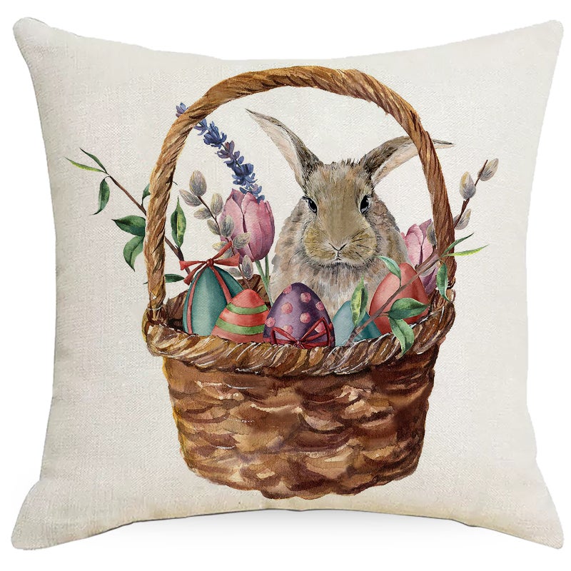 Pillowcase Easter Pillowcase Cartoon Truck Wreath Rabbit Egg Animal Pillowcase - Image 1