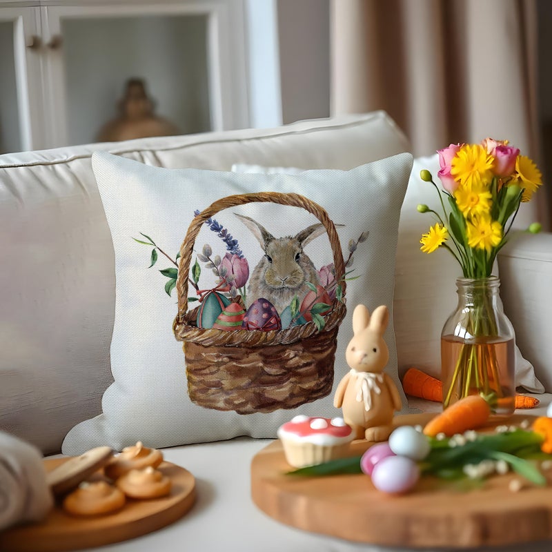 Pillowcase Easter Pillowcase Cartoon Truck Wreath Rabbit Egg Animal Pillowcase - Image 5