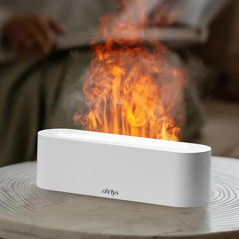 Airlys Flame Diffuser: 150ml Aromatherapy with 7-Color LED Light, Customizable Timer, and Mesmerizing Flame Effect for Relaxation and Ambiance. - Image 1