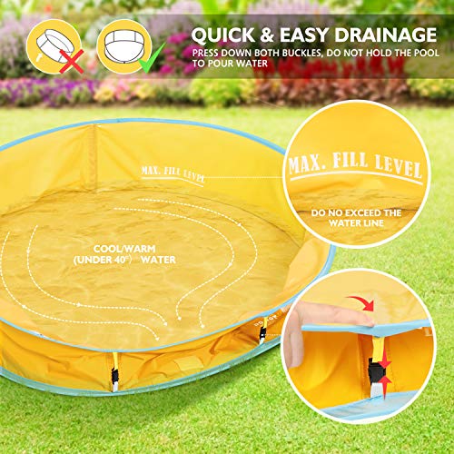 Peradix Paddling Pool for Kids & Pets, Kids Ball Pit Tent 3 in 1, Pop Up Wading Pool Tent with UV Protection Sunshade Canopy Basketball Hoop, Portable Beach Backyard Toys for Indoor Outdoor Activity - Image 5