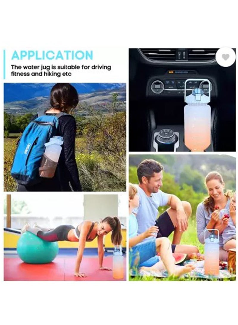 NAFEH 2 Liters Multicolor Water Bottle - Leak Proof With Straw, Motivational Quote And Time Marker, Anti Slip For Sports,Fitness, Gym - Image 3