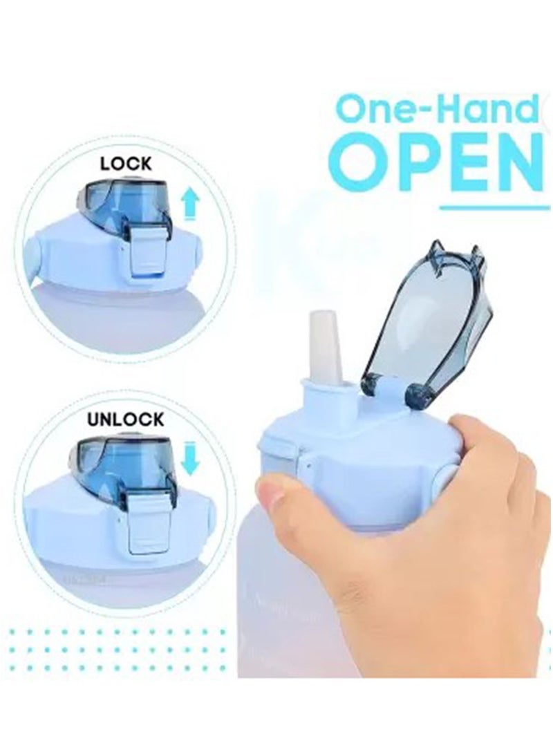 NAFEH 2 Liters Multicolor Water Bottle - Leak Proof With Straw, Motivational Quote And Time Marker, Anti Slip For Sports,Fitness, Gym - Image 2