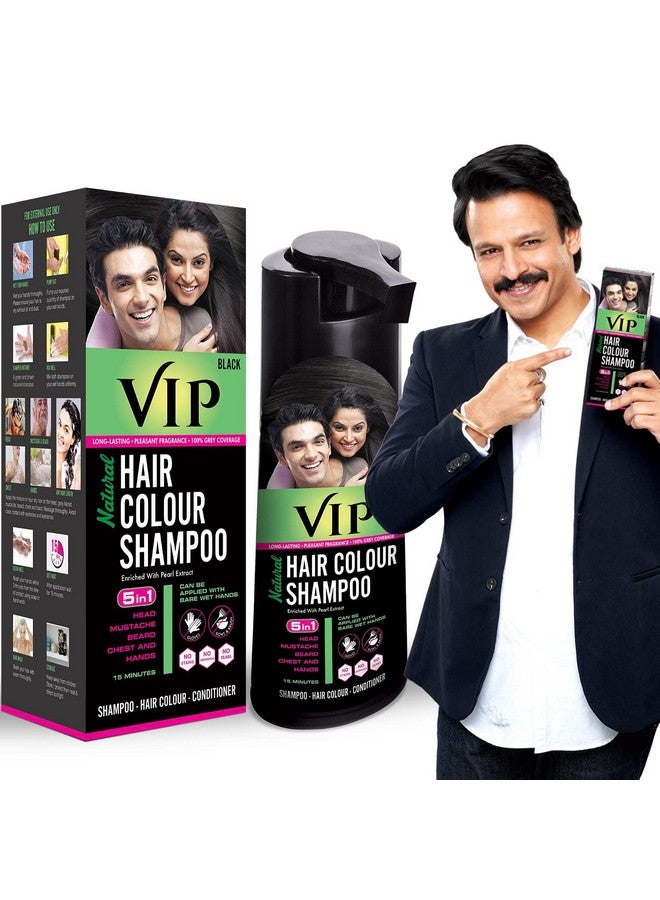 في آي بي شامبو صبغ الشعر VIP 5 في 1، قاعدة صبغ الشعر، 180 مل، لون الشعر الأسود - Image 1