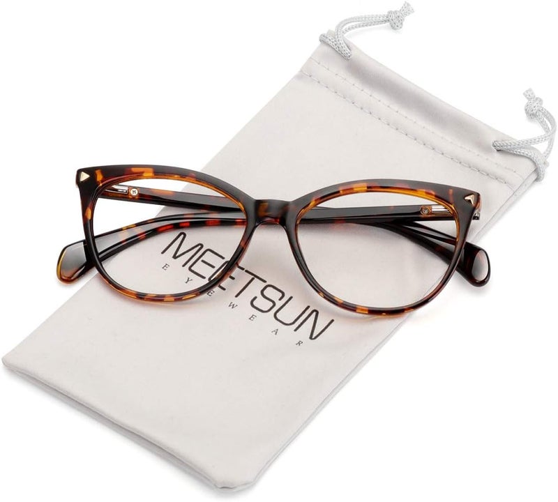 إطارات النظارات غير الطبية من MEETSUN للنساء، نظارات كات آي عتيقة مزيفة بعدسات واضحة عالية الدقة - Image 1