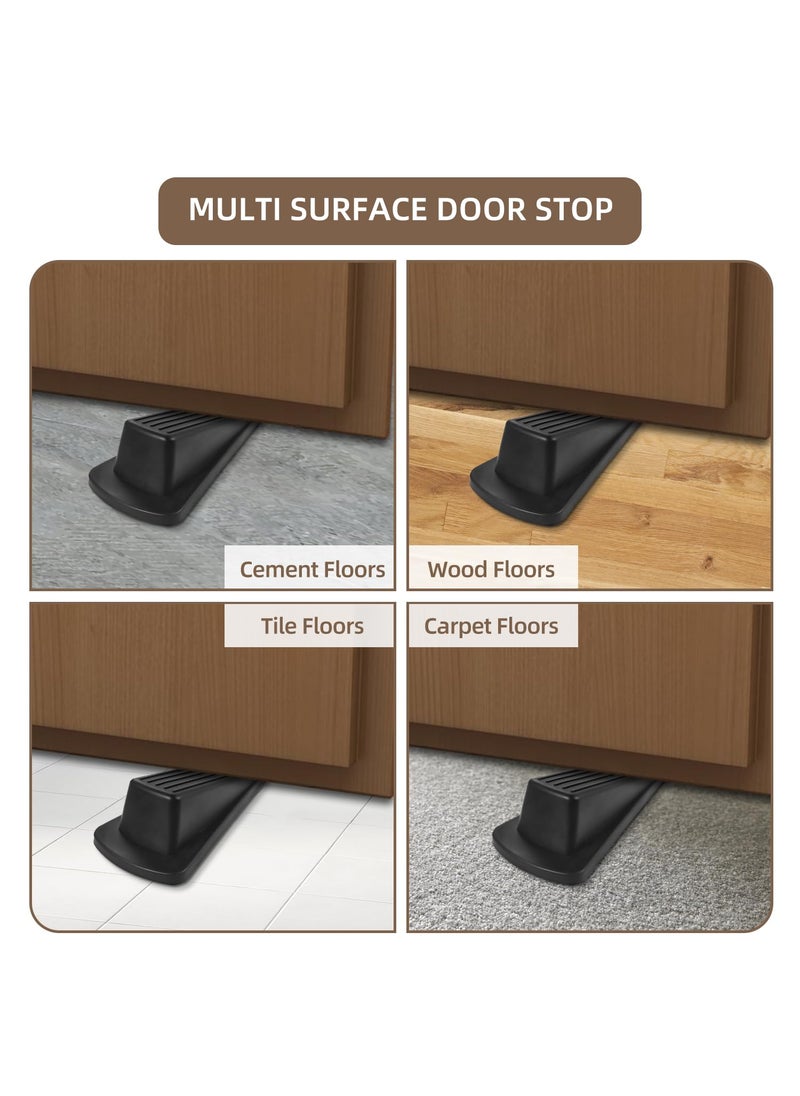 JZWBLILY JZWBLILY Door Stoppers for Bottom of Door on Floor, Premium Rubber Door Stopper Wedge, Floor Sturdy Stackable Door Stops for Carpet Heavy Duty Door, Door Gaps (Black, 2 Pack)  - Image 4