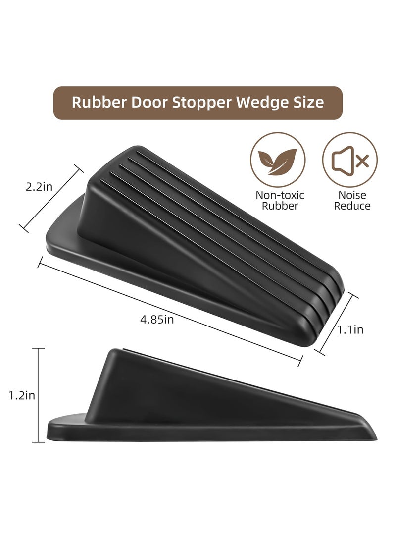 JZWBLILY JZWBLILY Door Stoppers for Bottom of Door on Floor, Premium Rubber Door Stopper Wedge, Floor Sturdy Stackable Door Stops for Carpet Heavy Duty Door, Door Gaps (Black, 2 Pack)  - Image 2