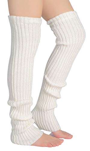 Pareberry Women's Winter Over Knee High Footless Socks Knit Warm Long Leg Warmers (2 Pack-(Black+White), 27 Inches) - Image 5