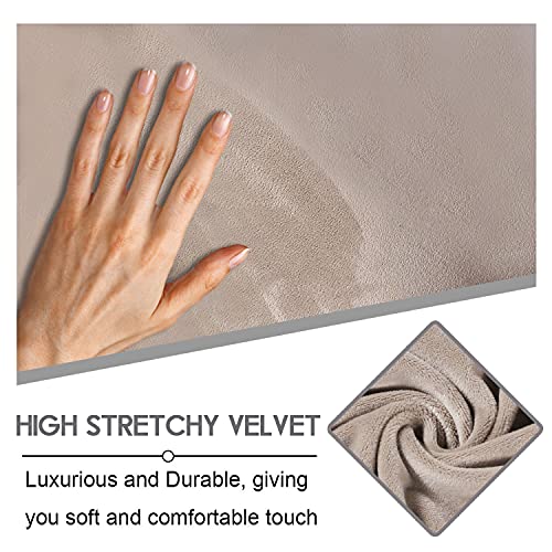 ULTICOR Reclining Love Seat Sofa Cover (6 Piece, Taupe), 48-65'' L, Velvet Stretch, Soft, Washable - Image 3