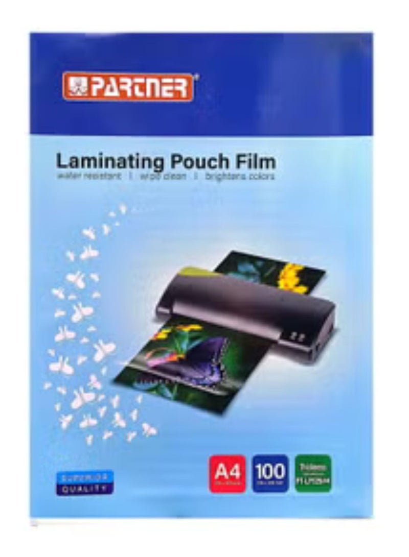 PARTNER مجموعة أفلام تغليف شفافة بحجم A4 مكونة من 100 قطعة - Image 1