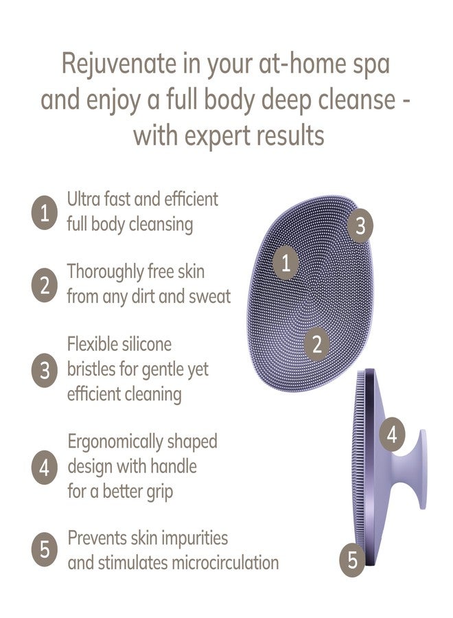 جيسكي فرشاة الجسم من جيسكي | 4 في 1 | فرشاة تنظيف لكامل الجسم | تنظيف عميق احترافي | شعيرات سيليكون ناعمة | تصميم مريح بإصبعين | تنظيف وتدليك - Image 2