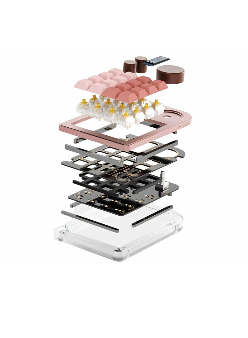 Triple Knob Macro Pad, Programmable Designer Mini Keyboard, One Handed Macro Mechanical Keyboard Portable Keyboard For Gaming Design Software Drawing, (1pc, Yellow) - Image 2