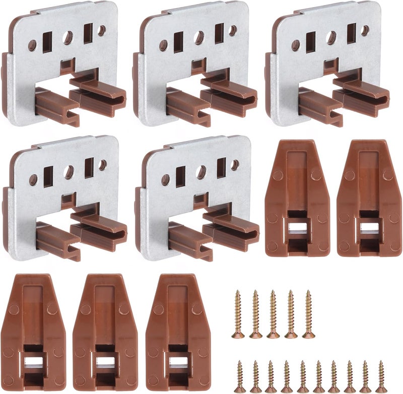 Seweder 5Pcs Drawer Slide Track Guide Glide with Drawer Guide Metal Backing and Drawer Stop for Center Mount Drawer for Dressers for Nightstand for Rite-Trak I 168 Drawer Slide Systems - Image 1