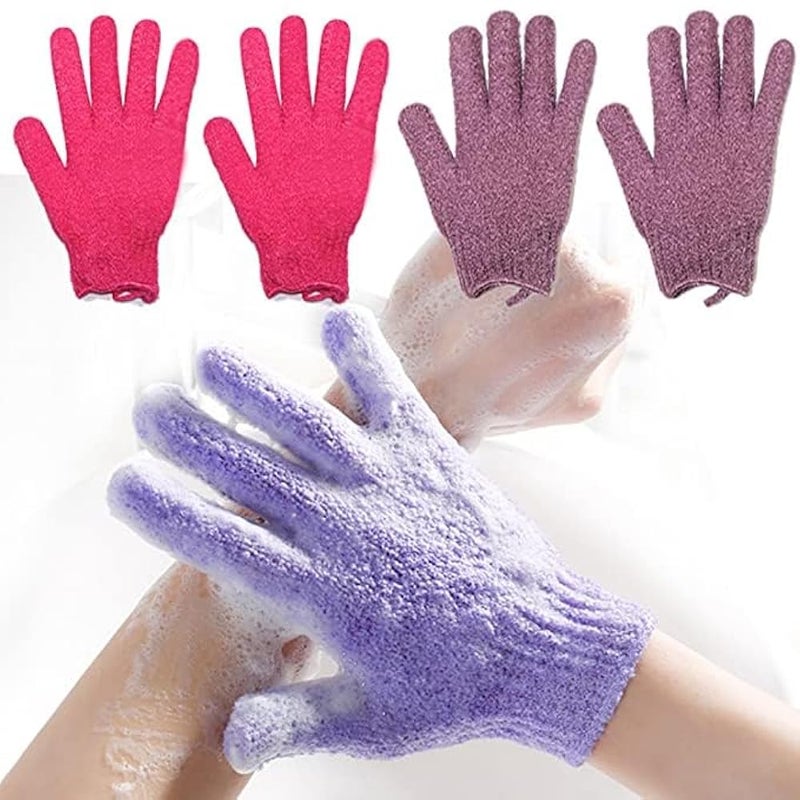 MILLENSIUM 2 Pair Exfoliating Body Gloves Bath Scrub Wash Mitts Skin Massage Sponge Towel Deep Cleansing Dead Skin Brush Scrub Luxury Spa Loofah (Multicolor) - Image 1