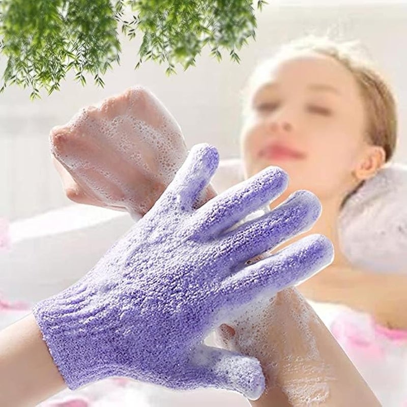 MILLENSIUM 2 Pair Exfoliating Body Gloves Bath Scrub Wash Mitts Skin Massage Sponge Towel Deep Cleansing Dead Skin Brush Scrub Luxury Spa Loofah (Multicolor) - Image 2