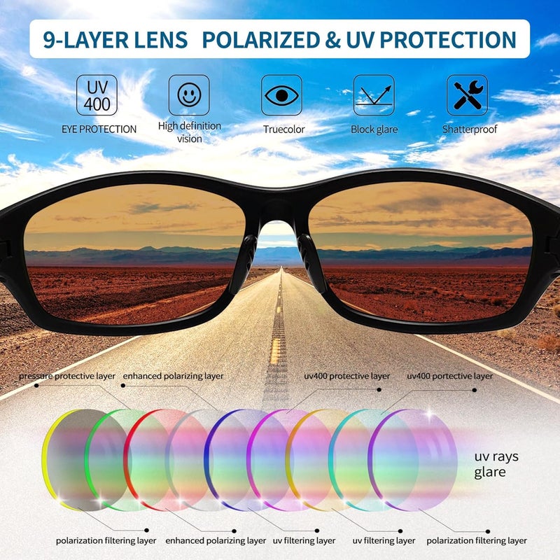 Joopin نظارات شمسية رياضية مستقطبة UV400 حماية تغطي العينين نظارات شمسية للرجال والنساء - Image 3