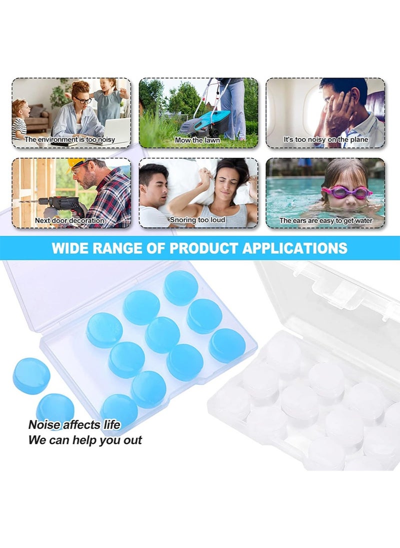 RATSAW 12 Pairs Ear Plugs for Sleeping Swimming Moldable Soft Silicone Waterproof Earplug Reusable Travel Noise Cancelling Earplugs White Blue  - Image 3