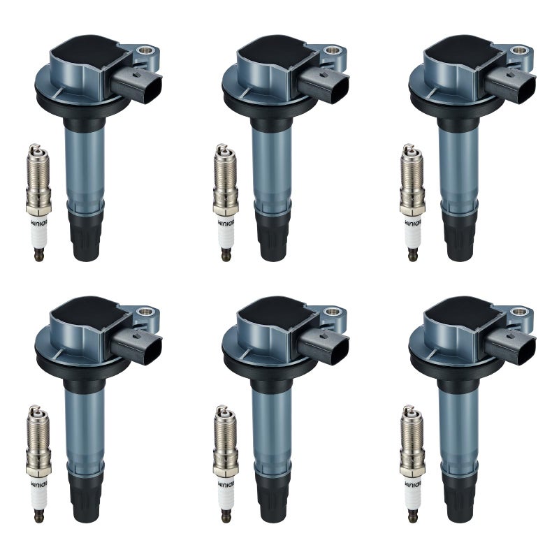 BDFHYK Ignition Coil Pack UF553 and Iridium Spark Plugs SP589 Compatible with Lincoln MKS MKT MKX MKZ 35L V6 37L V6 Sets of 6