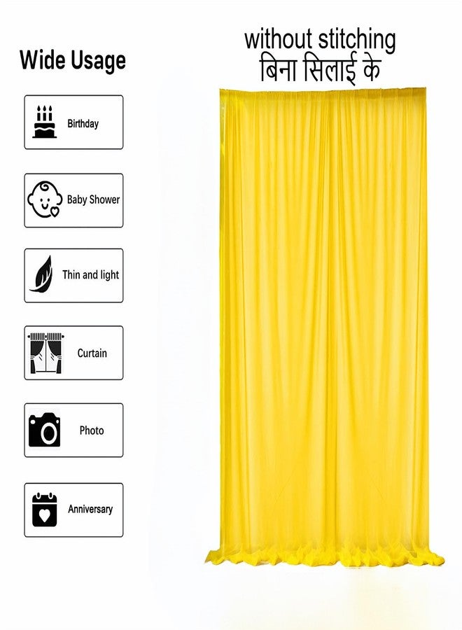 Floroom Yellow Backdrop Cloth for Decoration with Pom Pom Hangings - 8Pcs Haldi Decoration Items for Home Decor, Haldi Backdrop Decorations Set, Pooja, Wedding, Festive Decor (Haldi_45) - Image 4